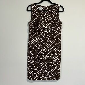 Dress Barn Sleeveless Crew Neck Dress Brown with White Polka Dots Size 12